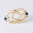 Antique Cartier Art Deco Sapphire & Enamel Interlocking Hearts Brooch