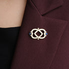 Antique Cartier Art Deco Sapphire & Enamel Interlocking Hearts Brooch