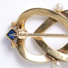 Antique Cartier Art Deco Sapphire & Enamel Interlocking Hearts Brooch