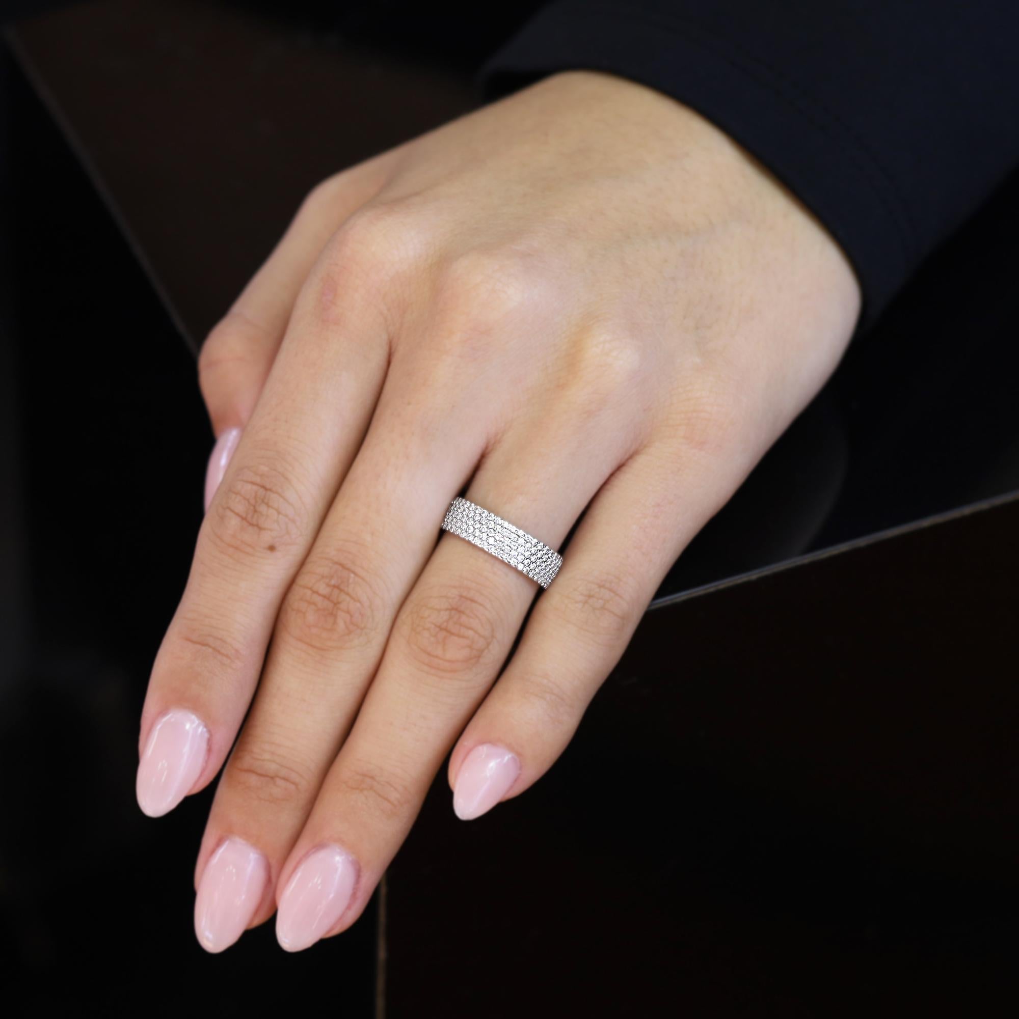 Tiffany & Co 18k White Gold Diamond 5-Row Metro Ring