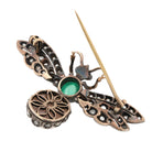 Victorian Diamond Emerald Pearl Bee Pin Brooch