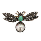 Victorian Diamond Emerald Pearl Bee Pin Brooch