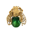Retro 18k Gold Green Enamel Bee Brooch Pin