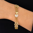 RDY 1990s 18k Gold Designer 2 Carat Pavé Diamond Heart Link Bracelet