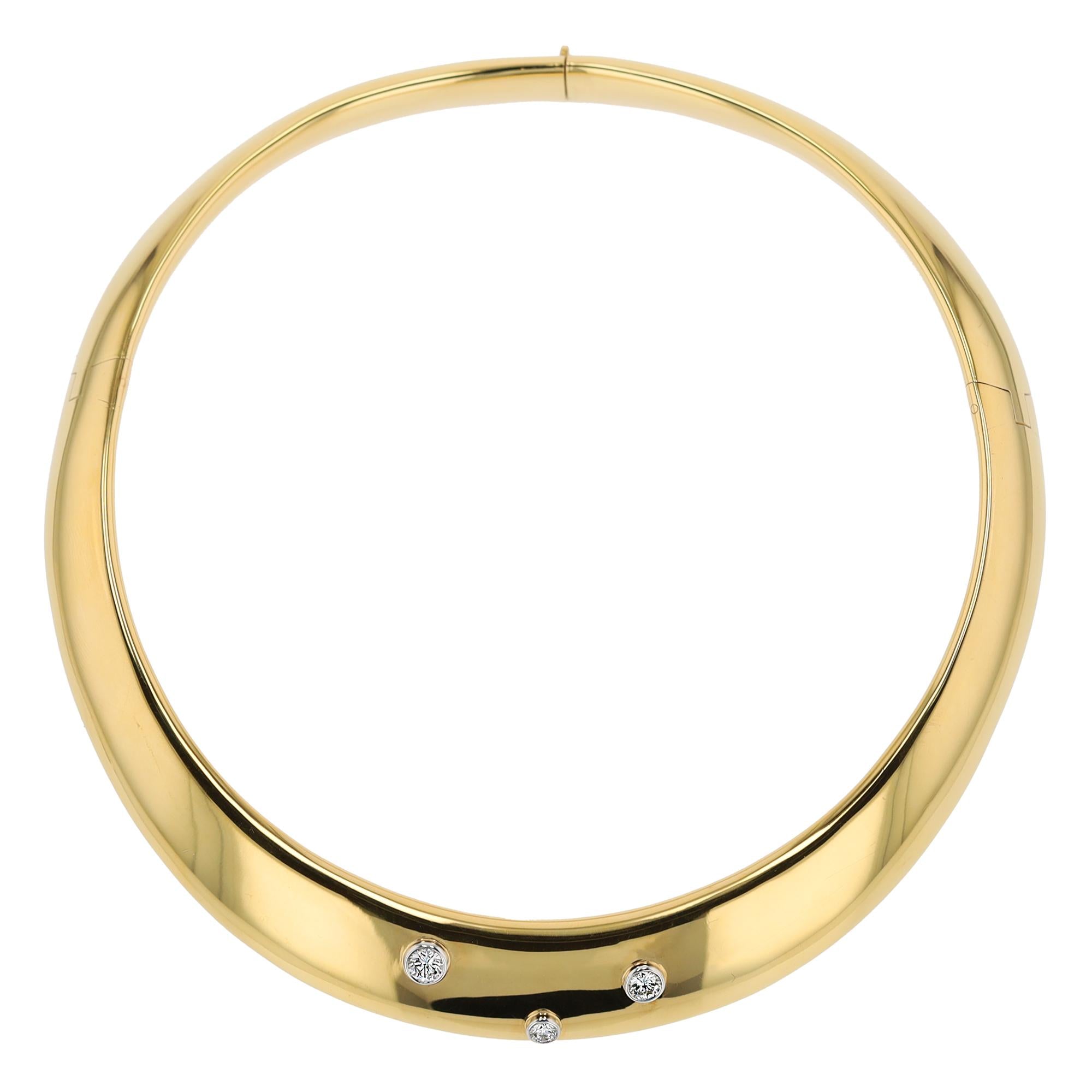 Vintage 80's Tiffany & Co Paloma Picasso Diamond 18k Gold Choker Necklace