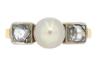 Victorian 0.10ctw Rose Cut Diamond & Pearl Ring