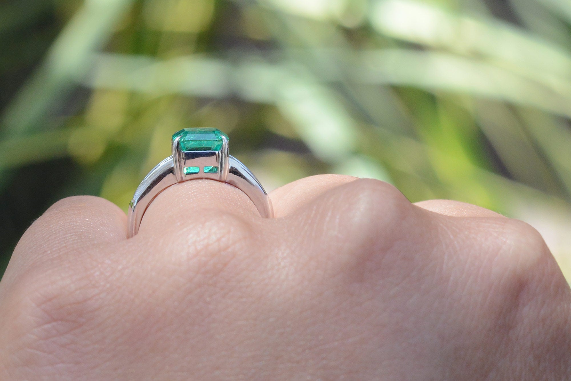 AGL Certified 2.55 Carat Colombian Emerald Diamond Ring