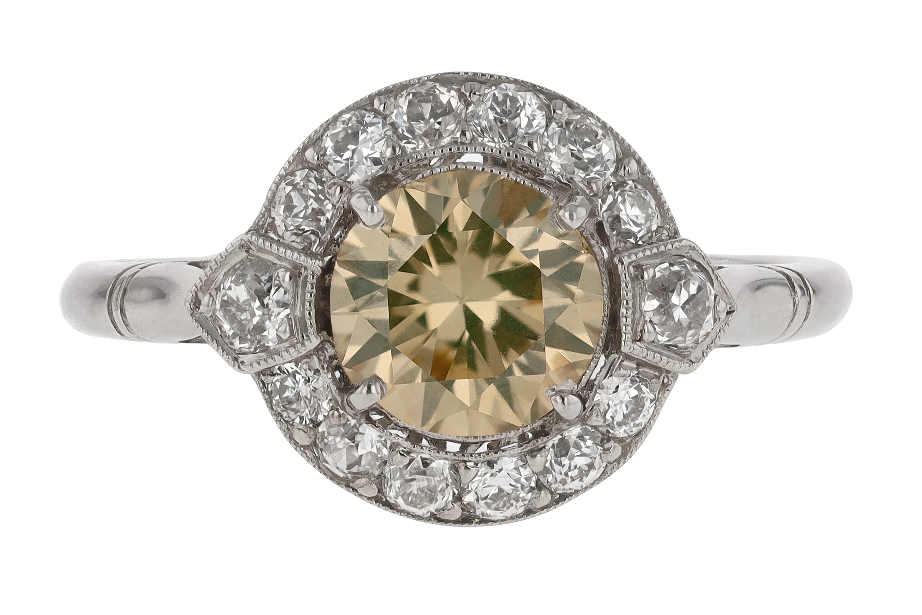 Antique Art Deco 1 Carat Yellow Diamond Engagement Ring