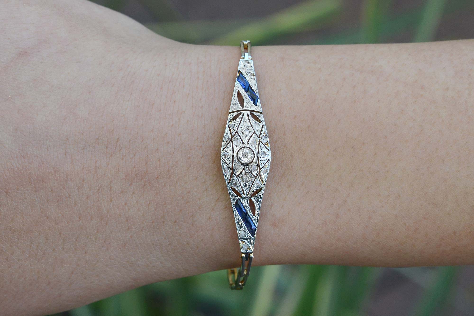 Antique Art Deco Era Sapphire and Diamond Bracelet