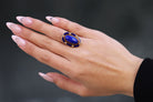 Antique Art Nouveau Lapis Lazuli & Enamel 14k Gold Cocktail Ring