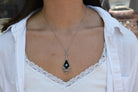 Antique Edwardian Black Onyx Diamond Bow Necklace