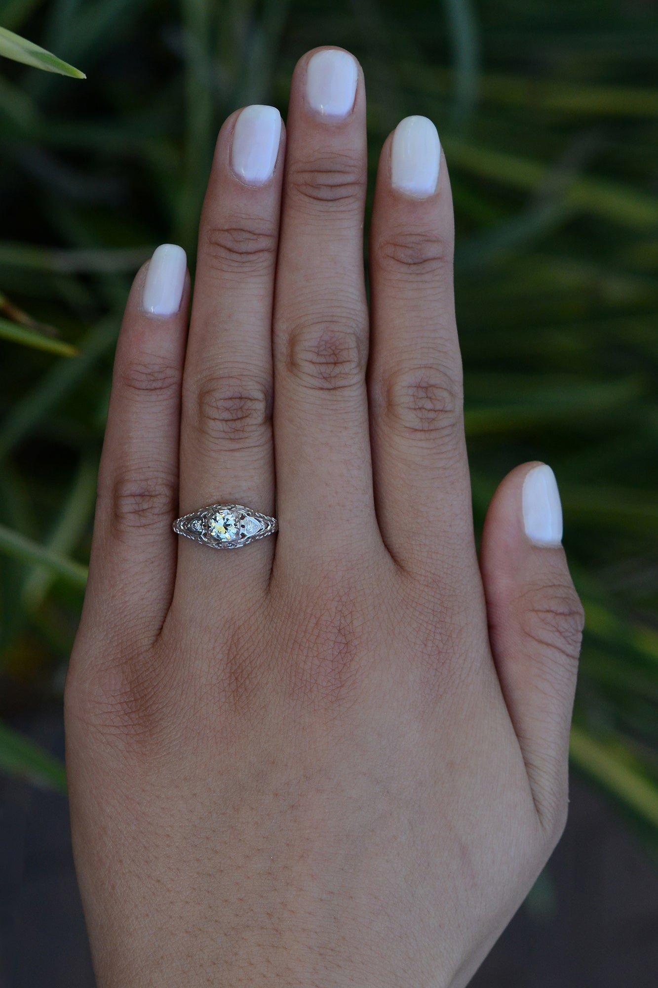 Antique Edwardian Filigree Diamond Engagement Ring