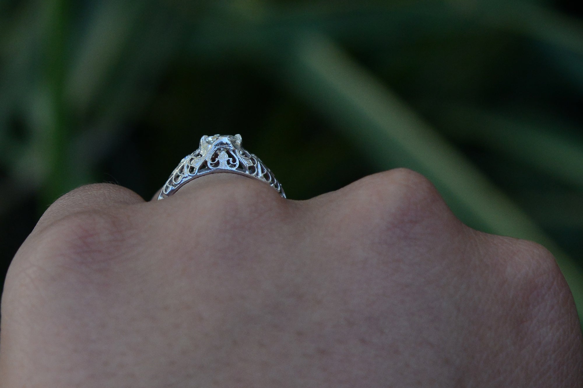 Antique Edwardian Filigree Diamond Engagement Ring