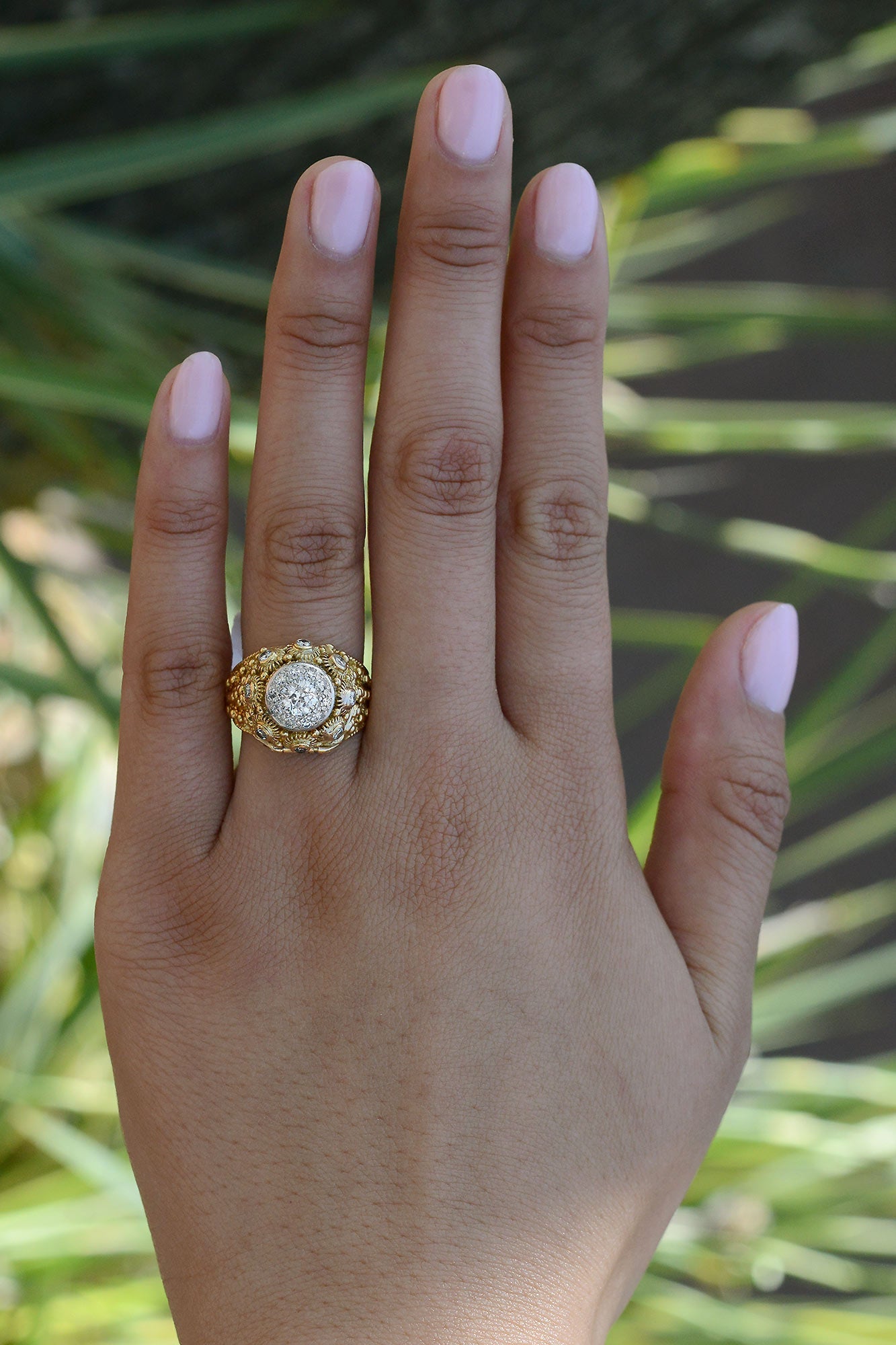 Antique Etruscan Revival Diamond Poison Ring
