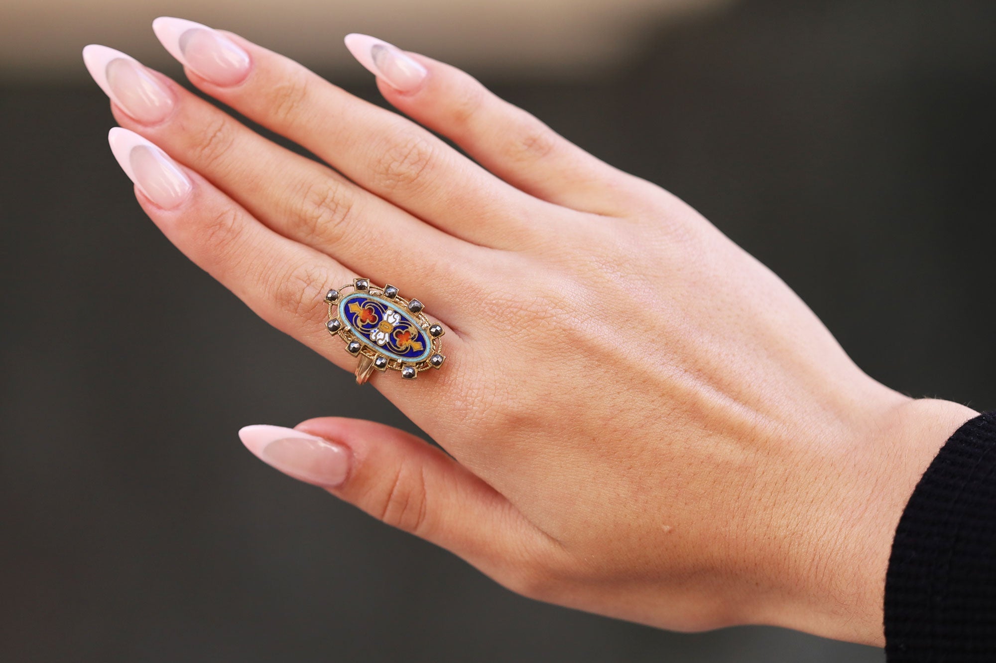 Antique Georgian Enamel Shield Ring