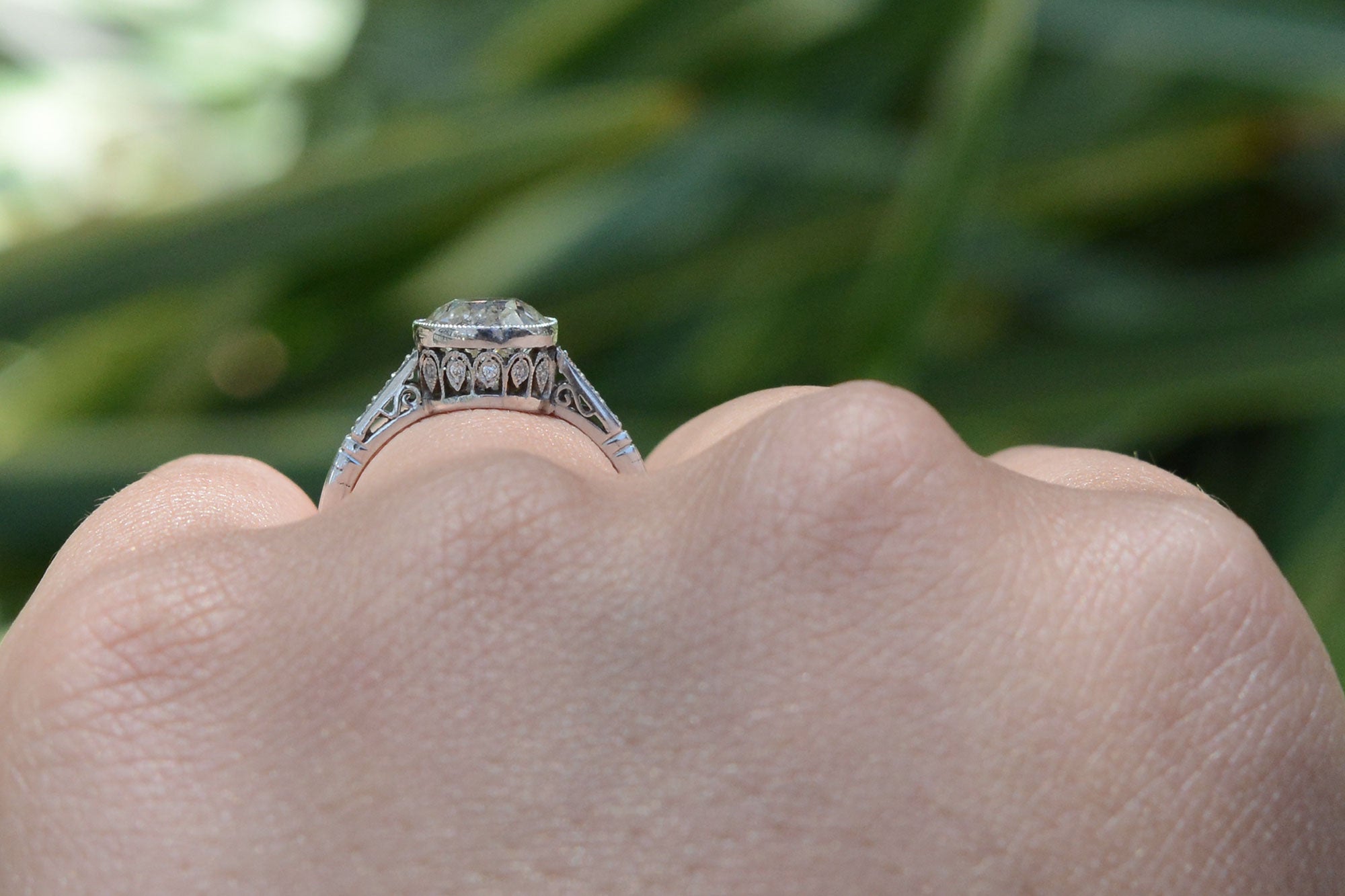 Art Deco 2 Carat Solitaire Old Mine Diamond Engagement Ring