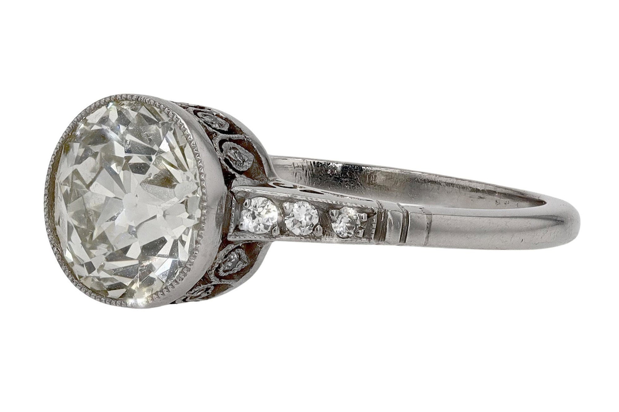 Art Deco 2 Carat Solitaire Old Mine Diamond Engagement Ring