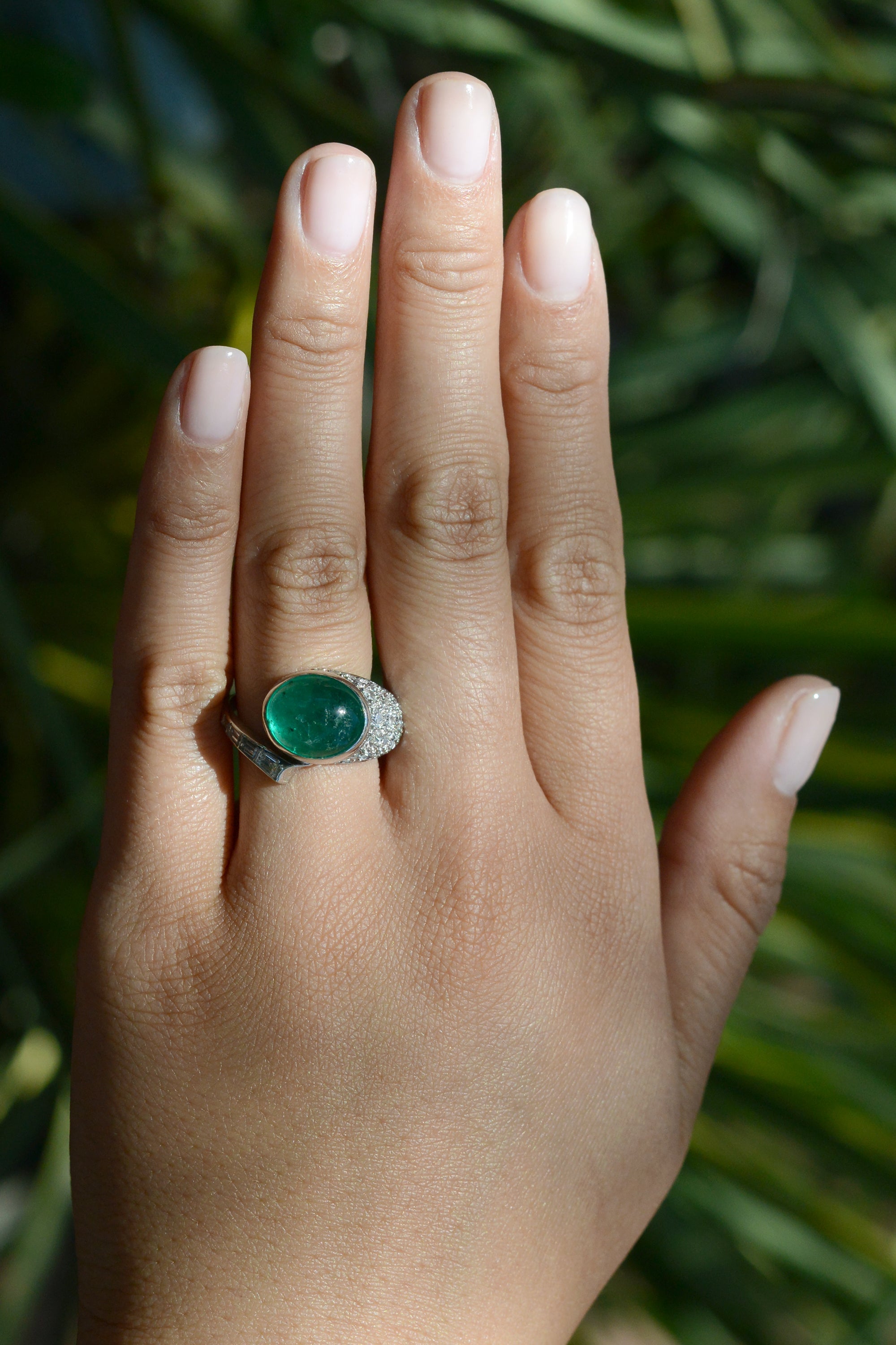 Art Deco 6 Carat Colombian Emerald & Diamond Cocktail Ring