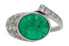 Art Deco 6 Carat Colombian Emerald & Diamond Cocktail Ring
