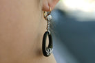 Art Deco Black Onyx Diamond Dangle Earrings