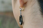 Art Deco Black Onyx Diamond Dangle Earrings