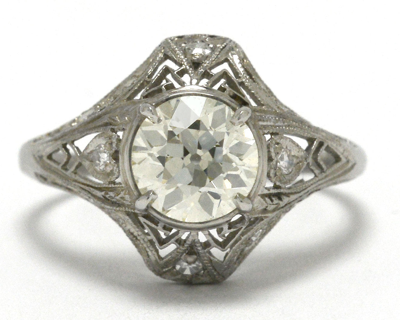 Filigree Diamond Art Deco Engagement Ring