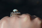 Art Deco Inspired Opal Diamond Onyx Sunburst Cocktail Ring