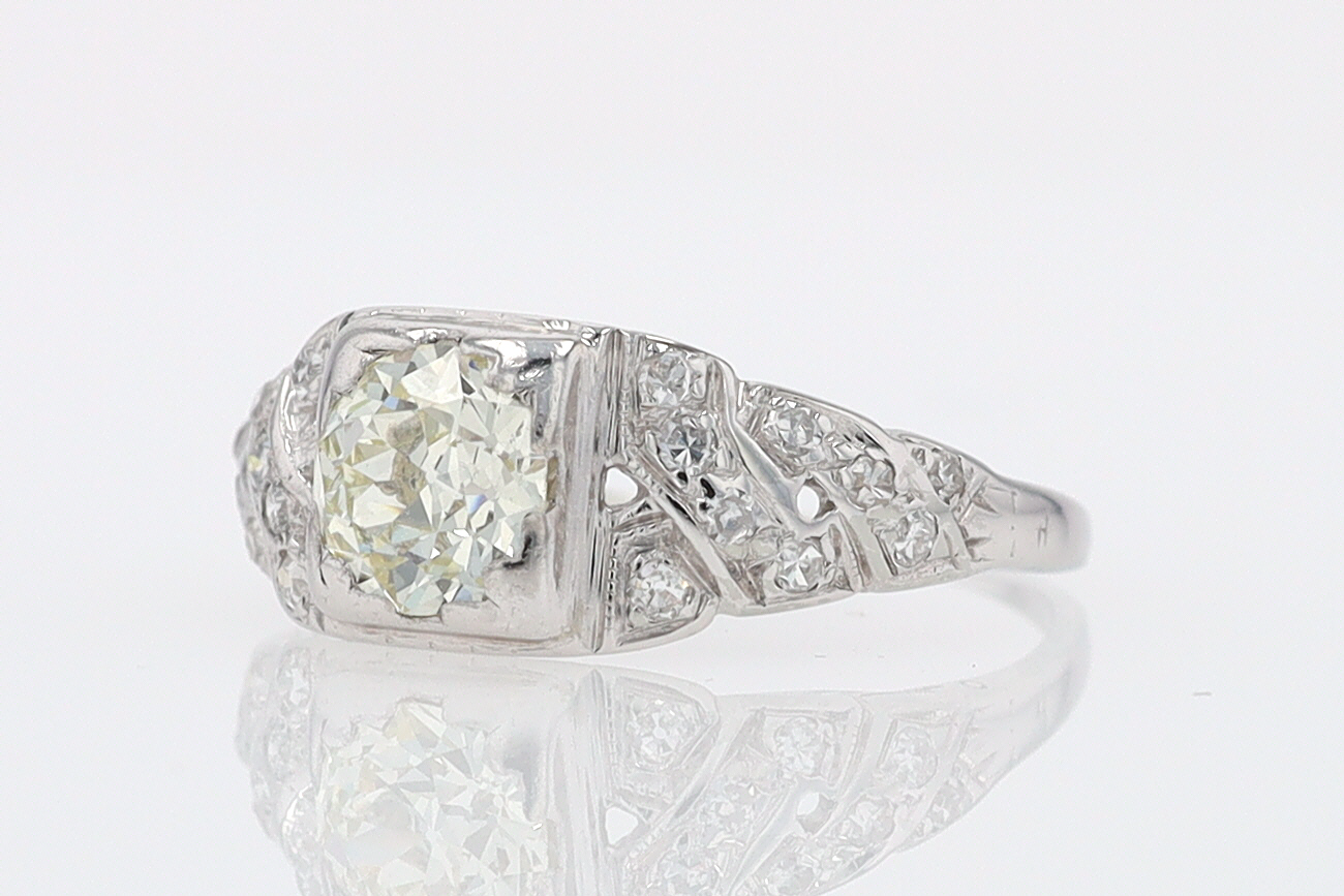 Art Deco Old European Cut Diamond Antique Engagement Ring