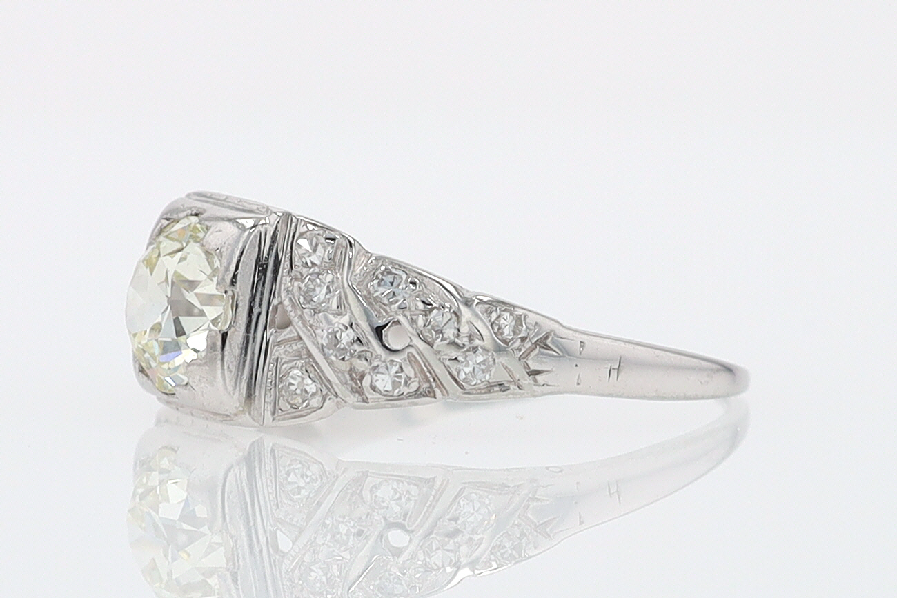 Art Deco Old European Cut Diamond Antique Engagement Ring