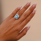 Art Deco Revival Aquamarine Turquoise and Diamond Ring