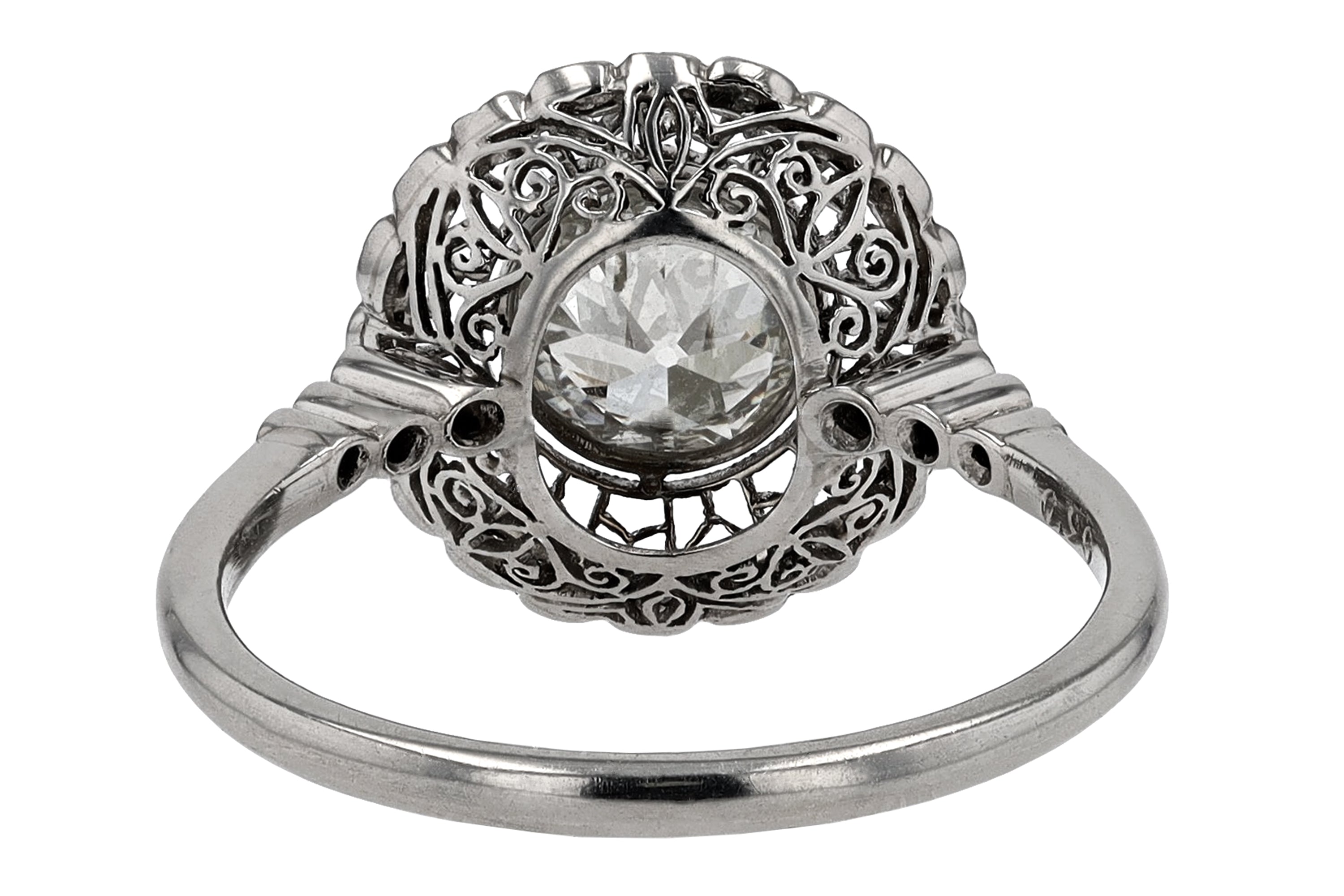 Art Deco Revival Honeycomb Filigree Diamond Engagement Ring