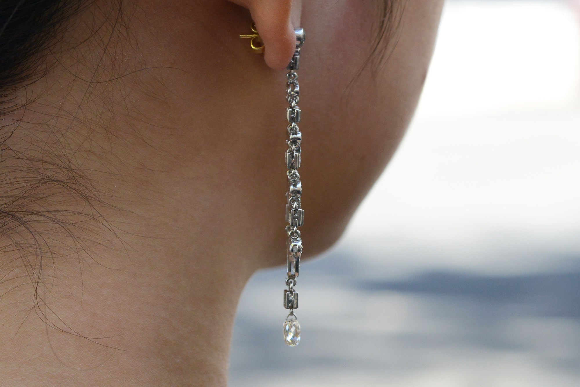 Art Deco Style 4 Carat Diamond Chandelier Earrings