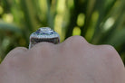 Art Deco Style Diamond Emerald Sapphire Mosaic Cocktail Ring