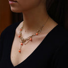 Art Nouveau Coral and Seed Pearl Bib Necklace