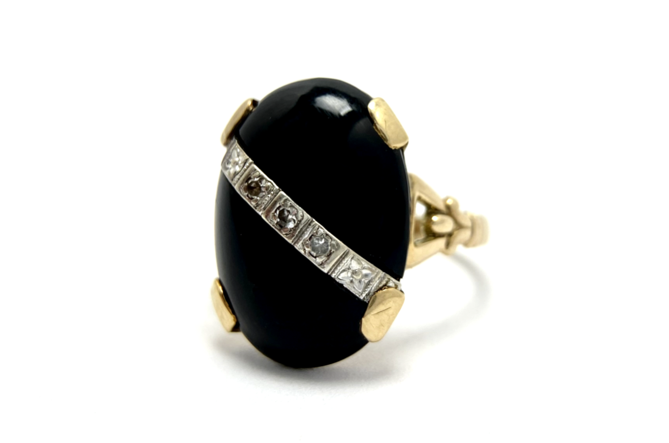 Art Nouveau Diamond Dome Fleur Des Lis Ring