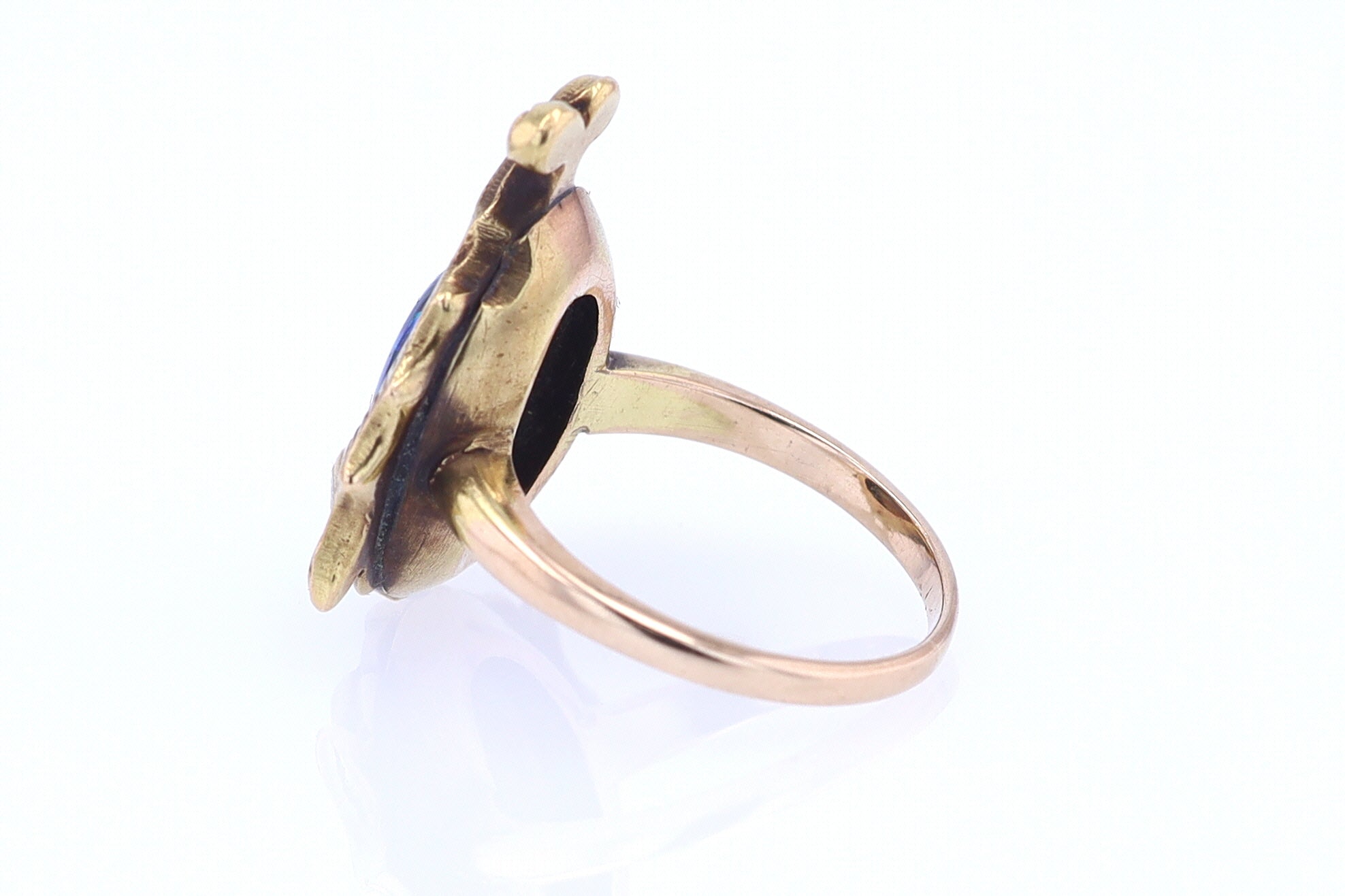 Art Nouveau Era 18kt. Gold & Harlequin Black Opal Ring