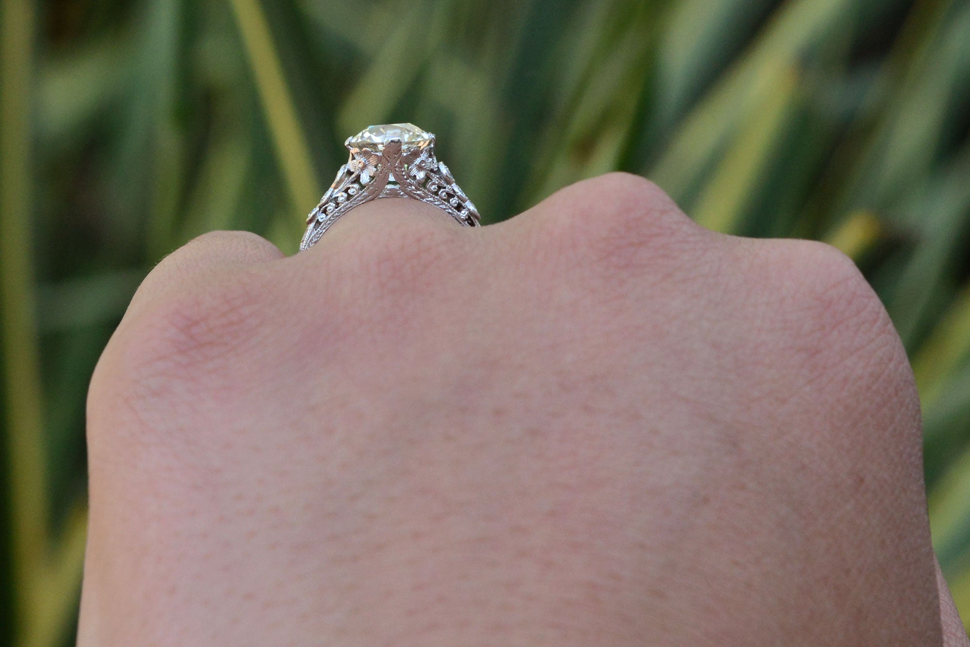 Authentic Art Deco 2.27 Carat Diamond Engagement Ring