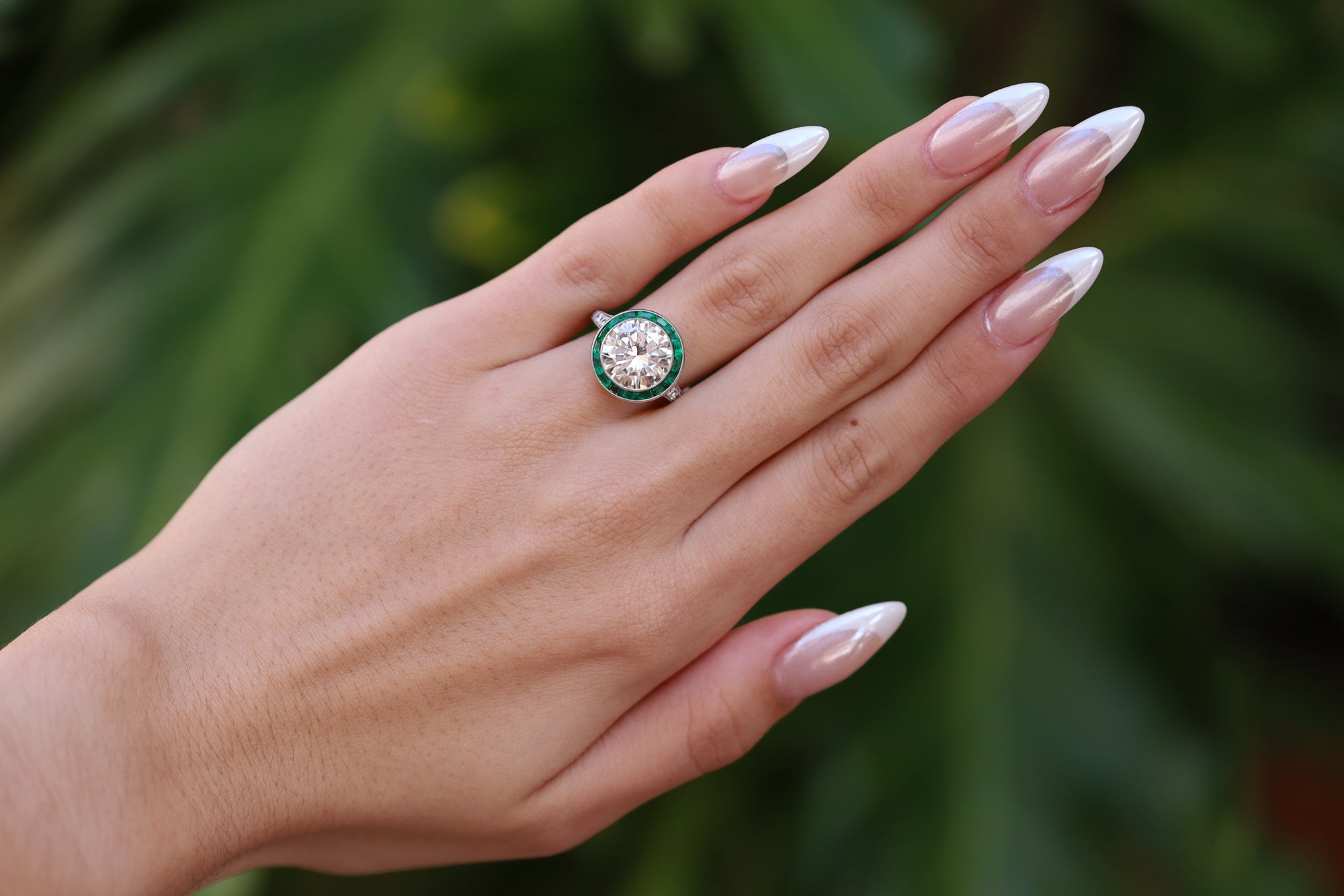 Bespoke Art Deco Revival 4.10 Carat Diamond & Emerald Platinum Engagement Ring