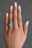 Blue Chalcedony Diamond Dome Ring