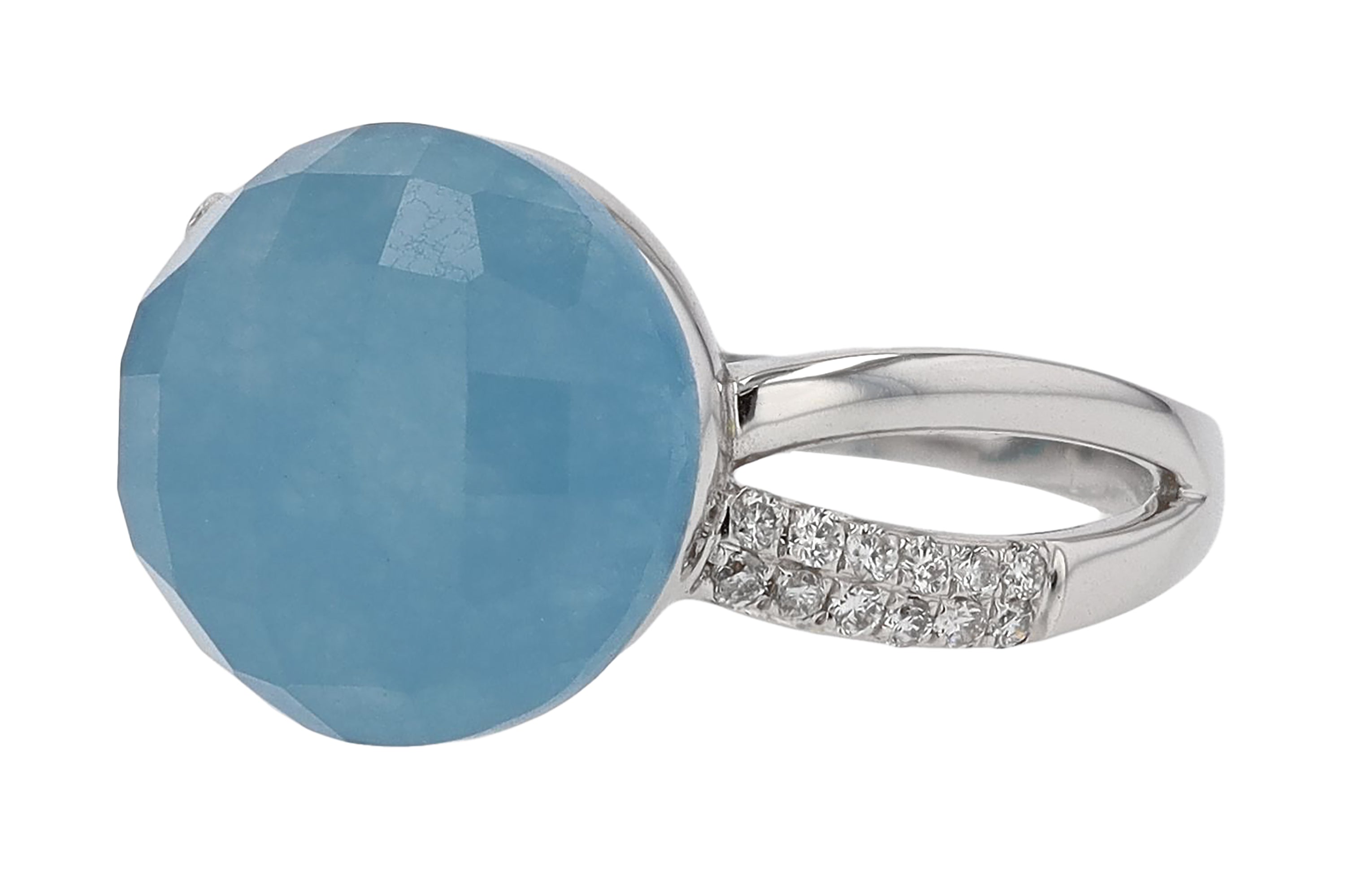 Blue Chalcedony Diamond Dome Ring