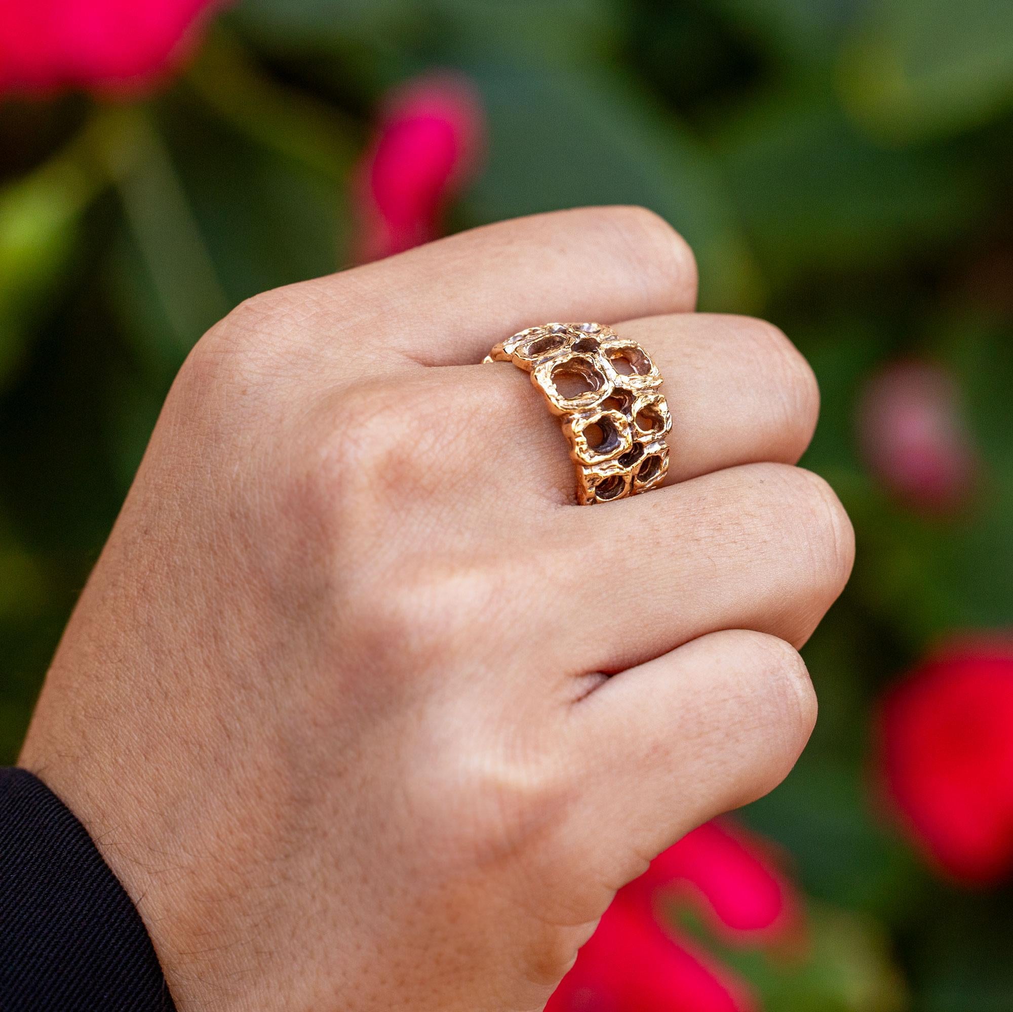 Brutalist 14k Gold Mid-Century Ring