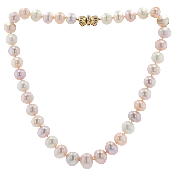 Multicolor Graduated South Sea Pearl Necklace 14k Diamond Clasp