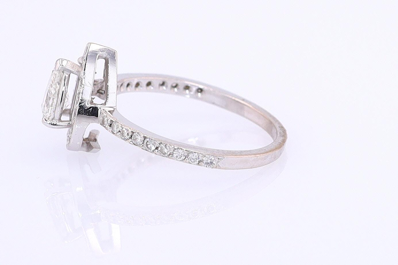 Classic Halo Pear Shape Diamond Engagement Ring