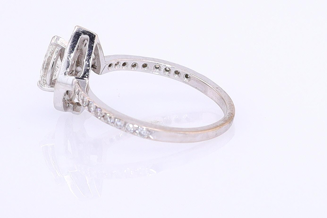 Classic Halo Pear Shape Diamond Engagement Ring