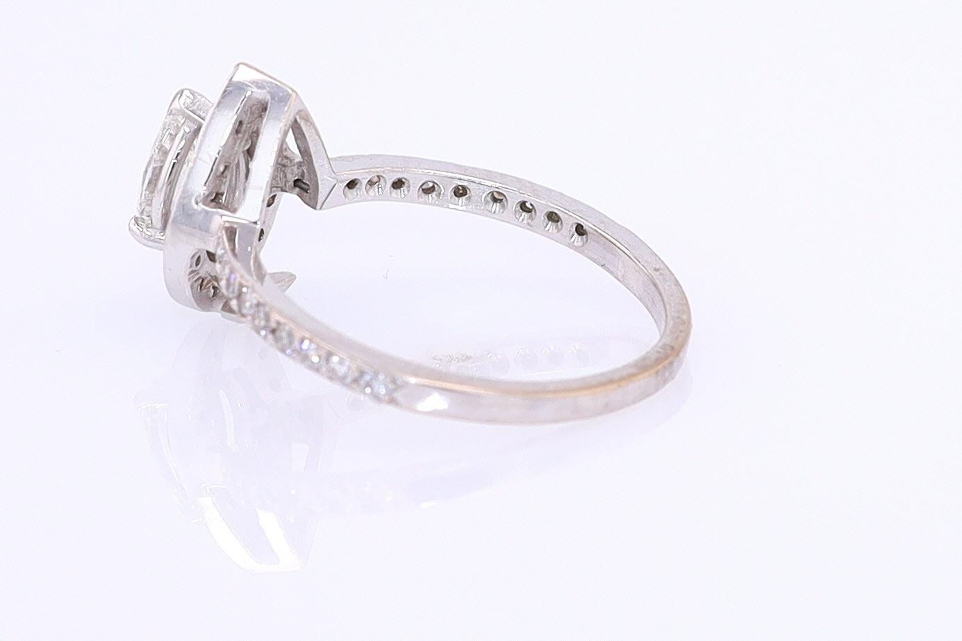 Classic Halo Pear Shape Diamond Engagement Ring