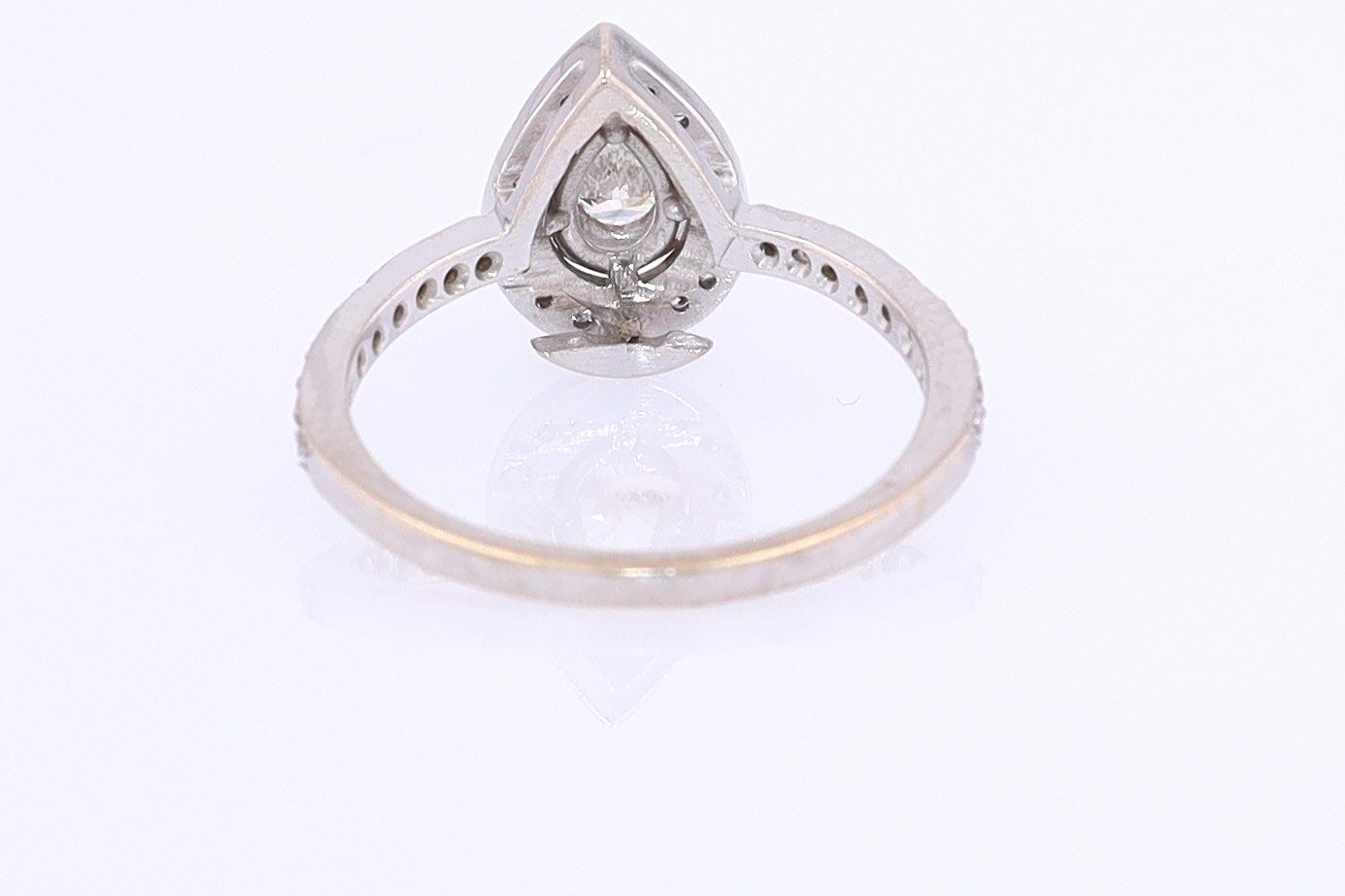Classic Halo Pear Shape Diamond Engagement Ring