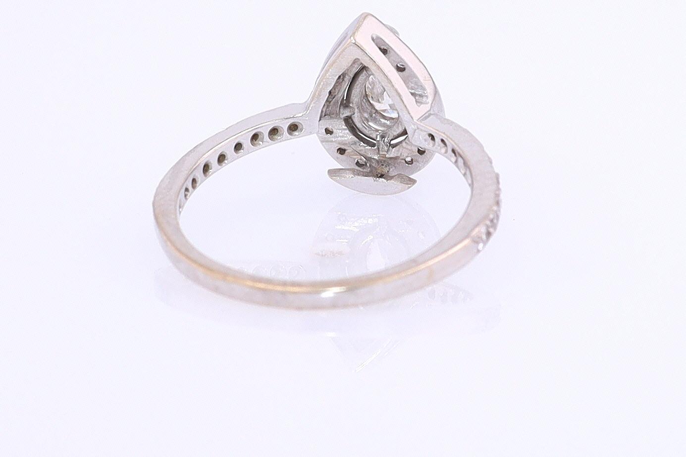 Classic Halo Pear Shape Diamond Engagement Ring