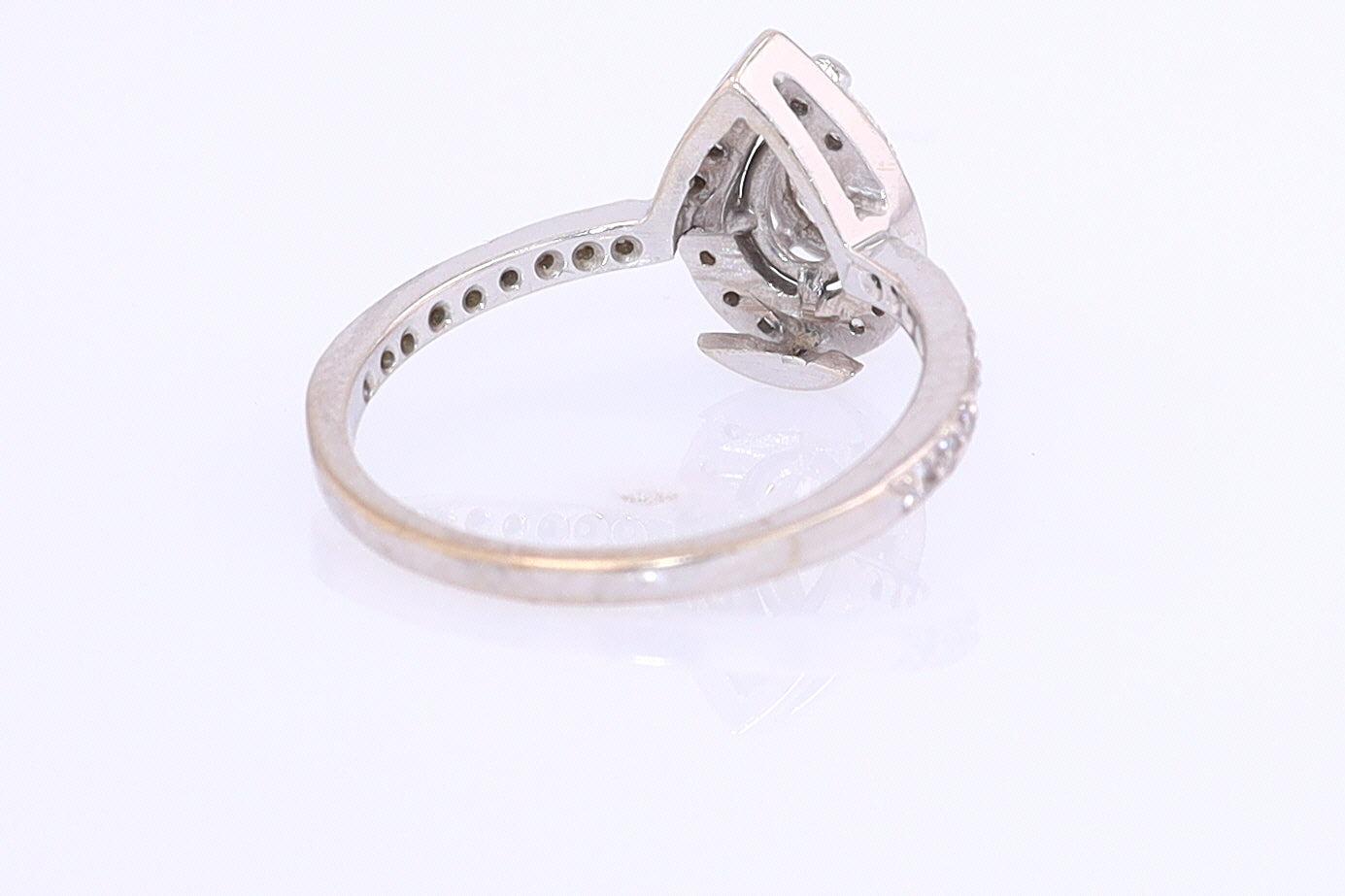 Classic Halo Pear Shape Diamond Engagement Ring