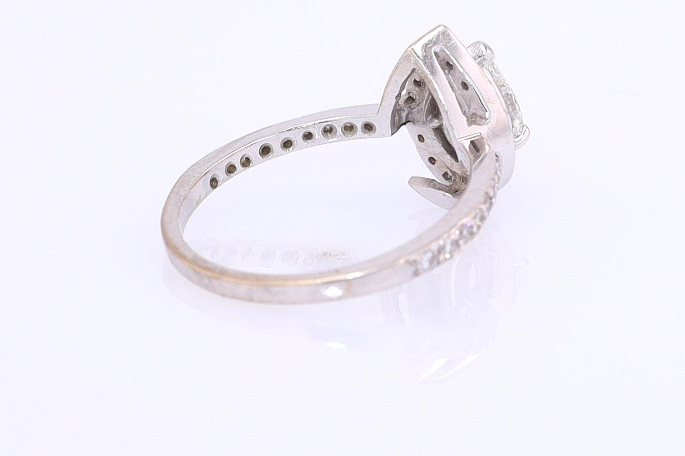 Classic Halo Pear Shape Diamond Engagement Ring