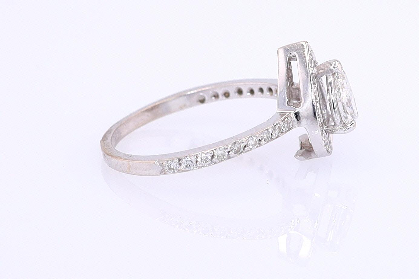Classic Halo Pear Shape Diamond Engagement Ring